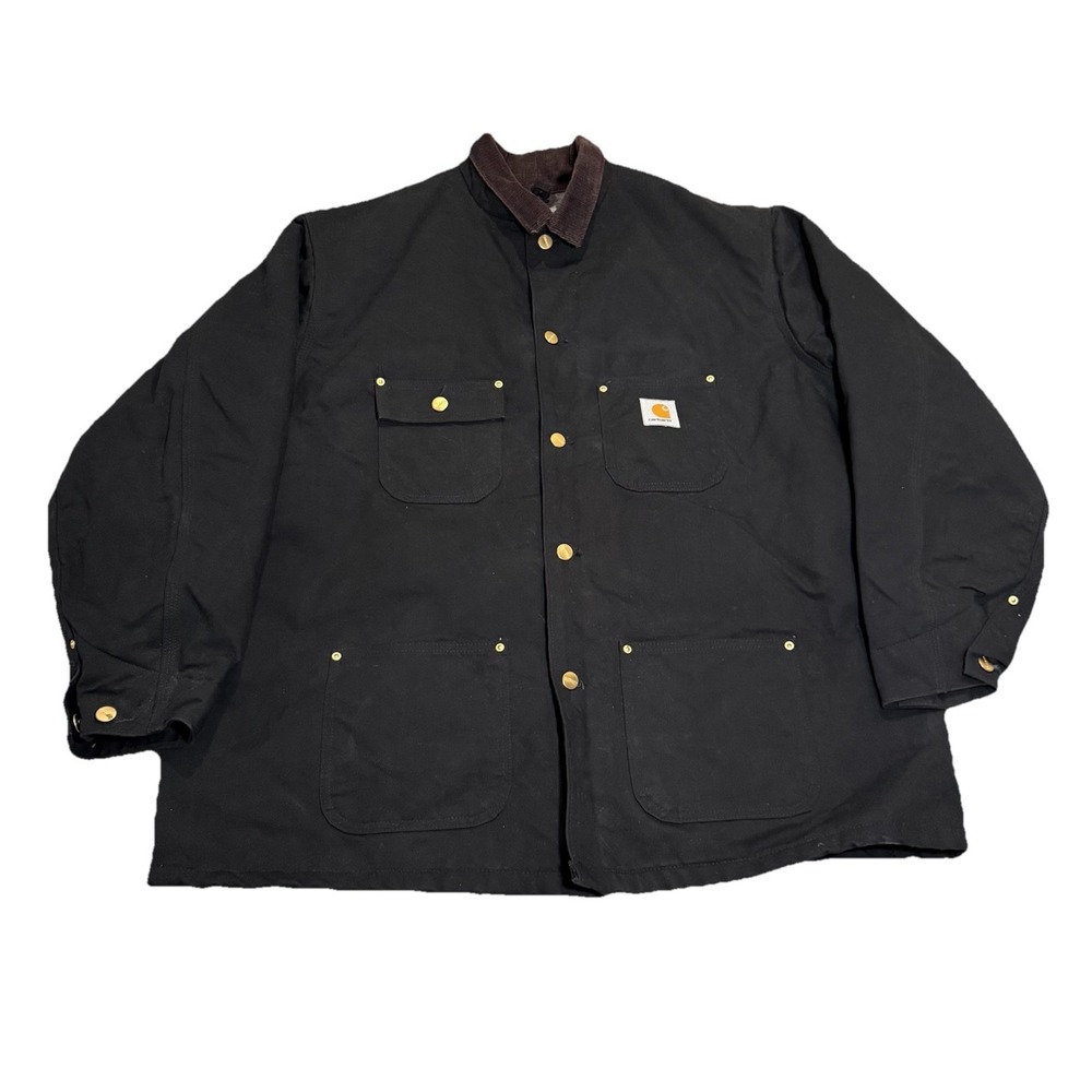 Vtg Carhartt C01 BLK Mens 50R Chore Blanket Jacket Barn‎ Coat Workwear 3XL USA